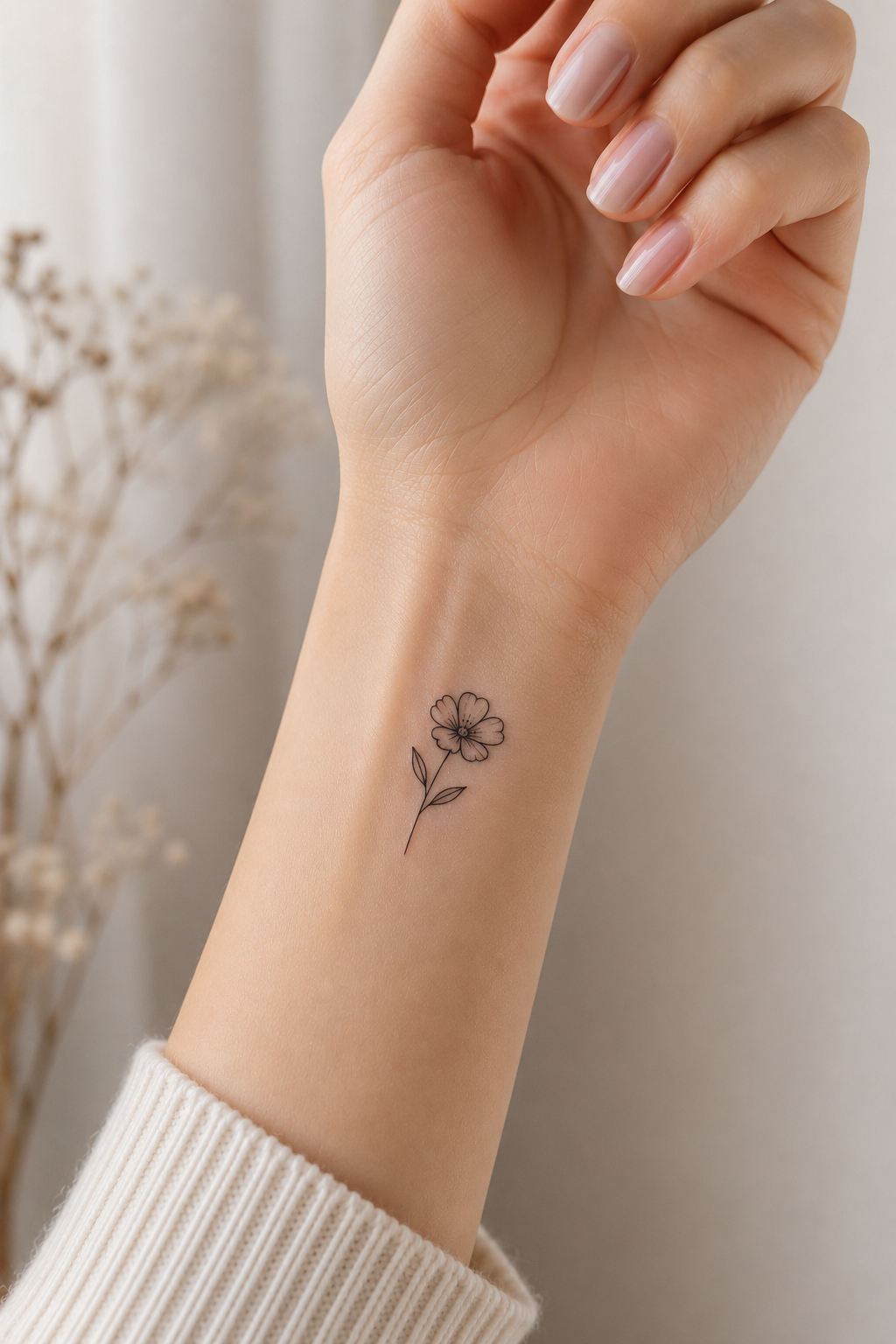 Small Flower Wrist Tattoo