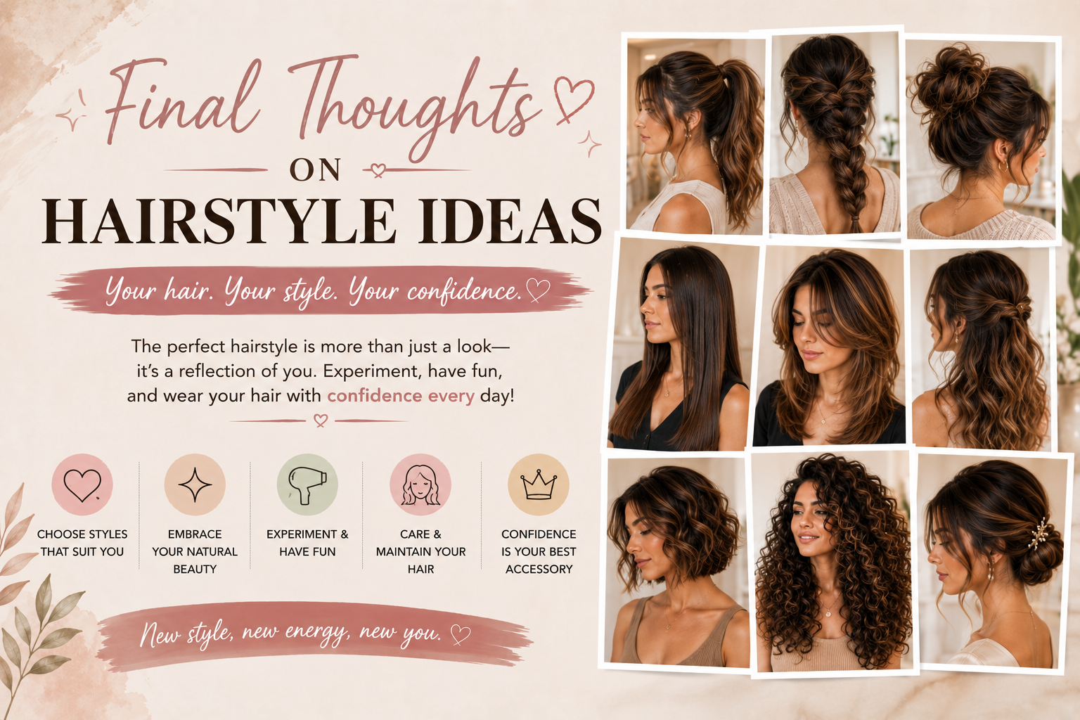 A collage featuring different trendy hairstyles in one image