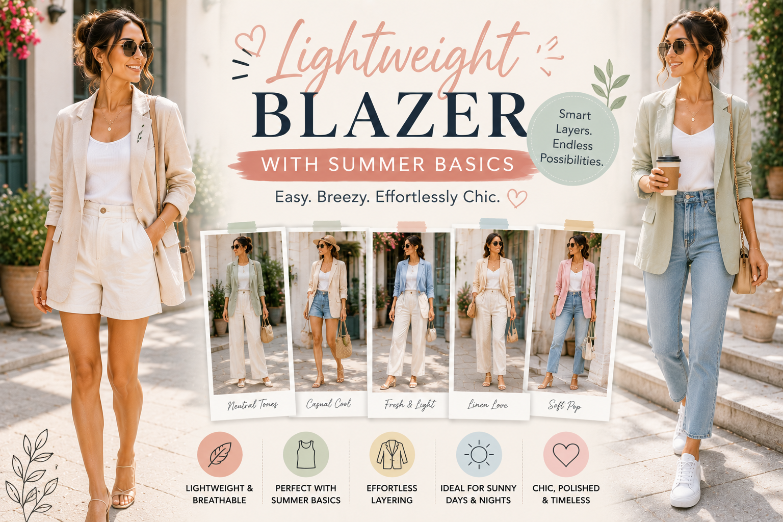 Chic summer outfit with lightweight blazer