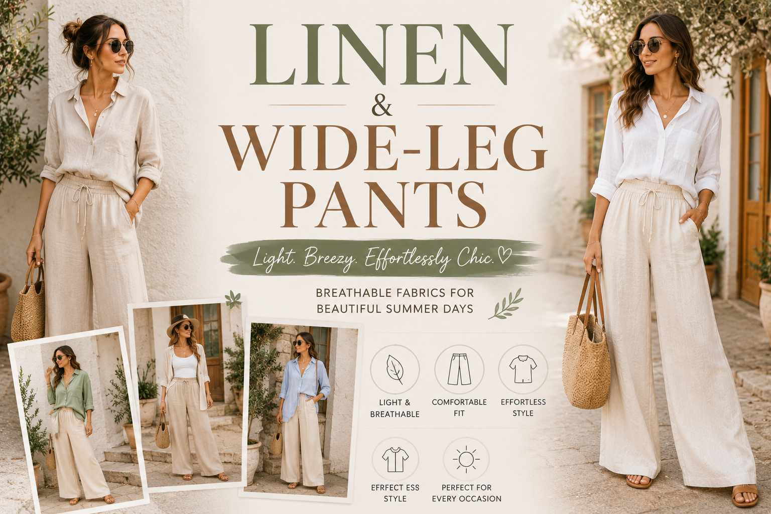 Linen outfit with breathable summer fabric