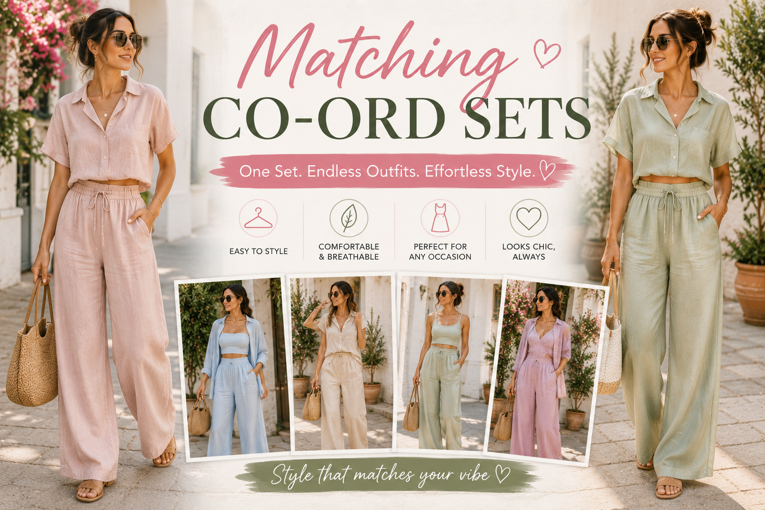 Summer co-ord set in soft pastel shades