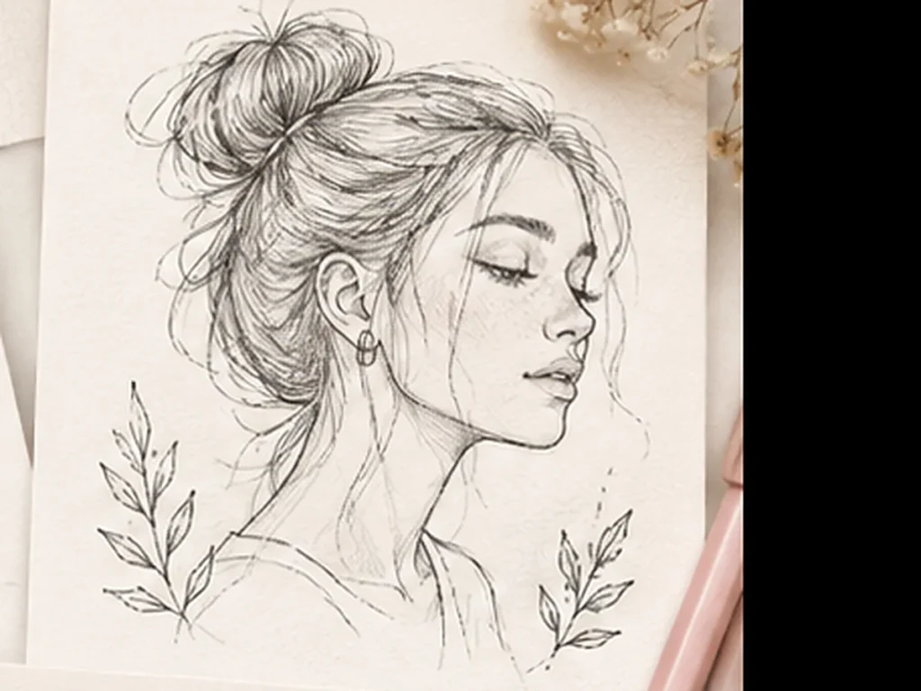 Simple pencil portrait drawing for beginner practice
