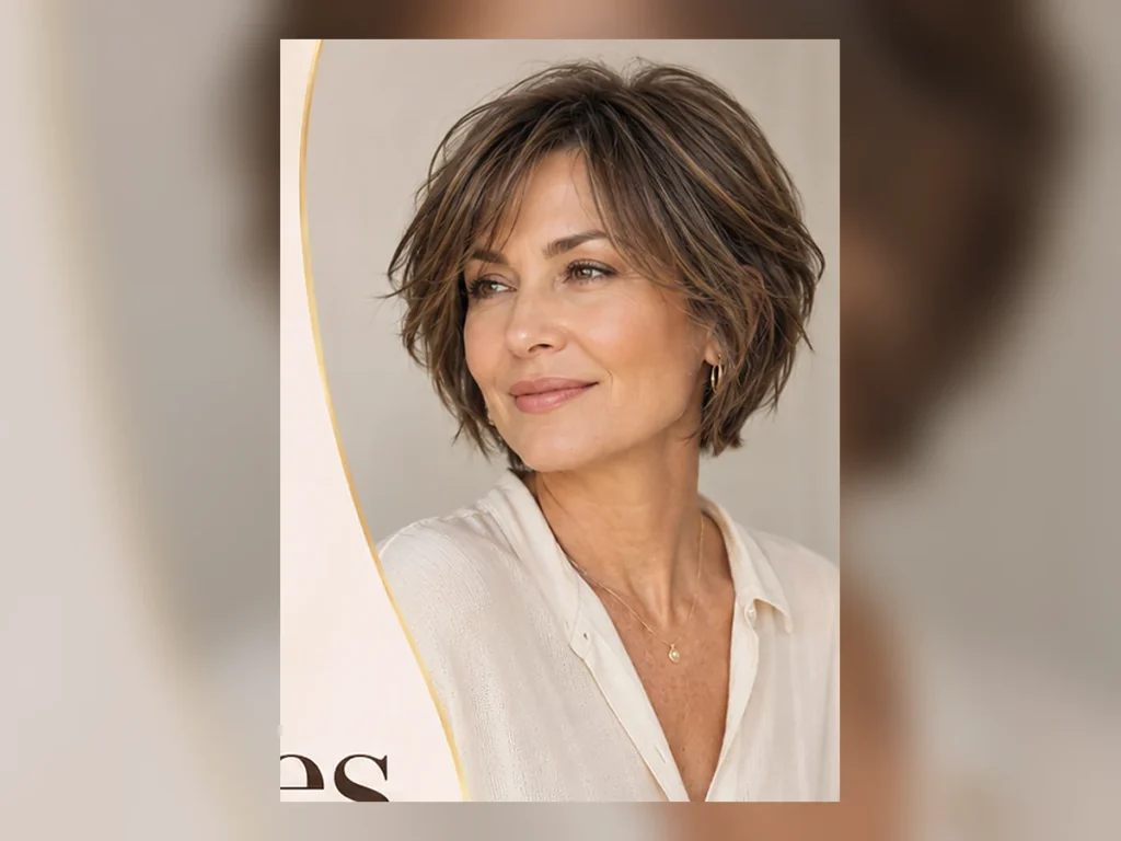 21 Short Hairstyles for Women Over 50 That Are Easy to Style Woman over 50 with a chin-length bob and the full hairstyle visible