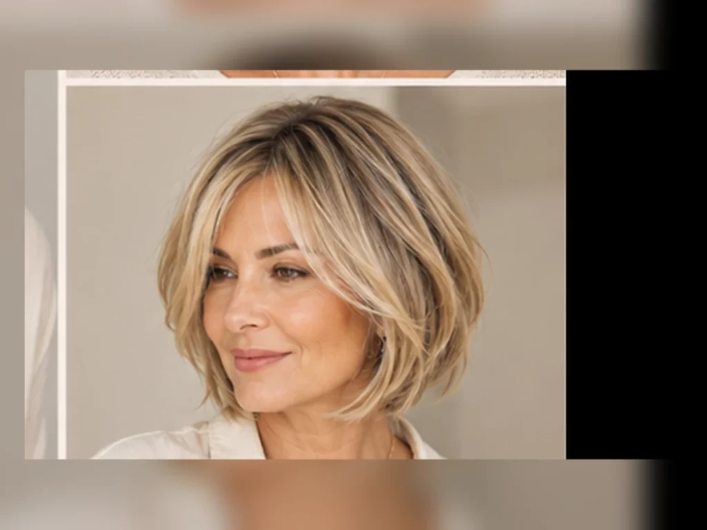 21 Short Hairstyles for Women Over 50 That Are Easy to Style Woman over 50 with a softly layered short bob, full haircut visible