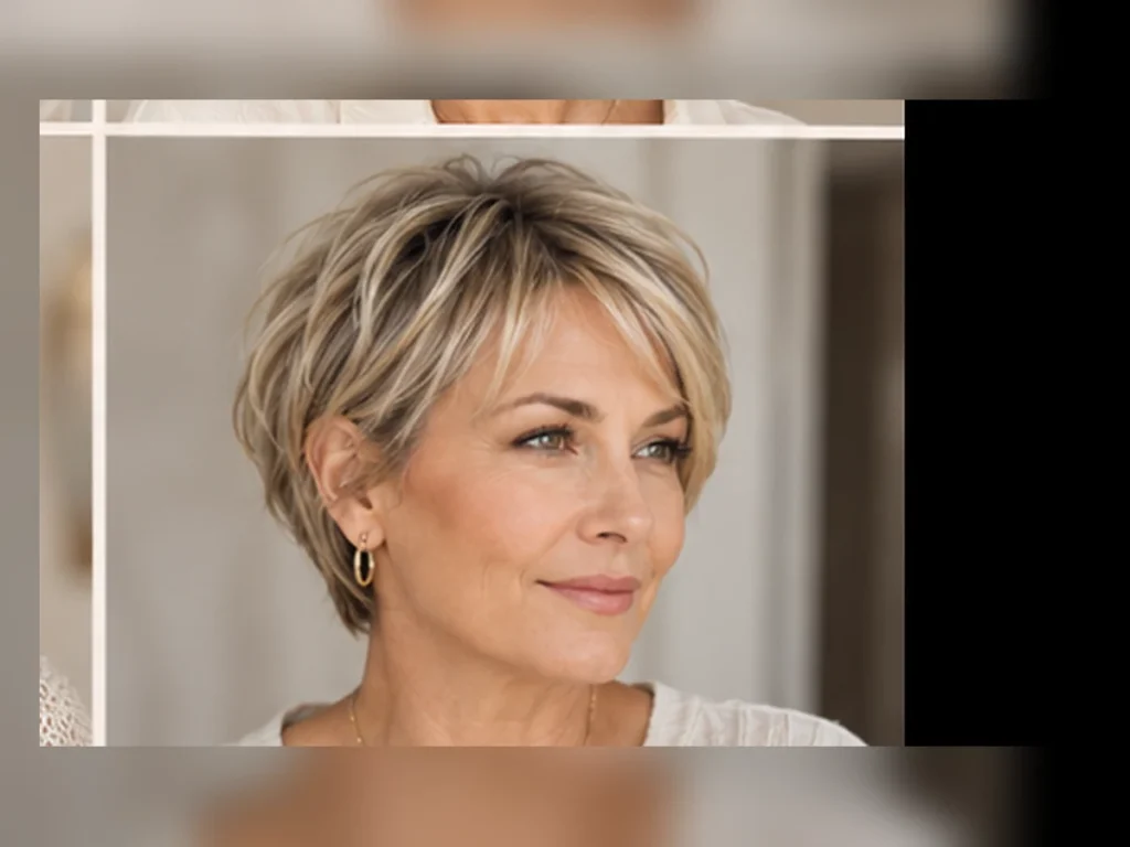 21 Short Hairstyles for Women Over 50 That Are Easy to Style Woman over 50 with a short feathered crop and complete haircut visible