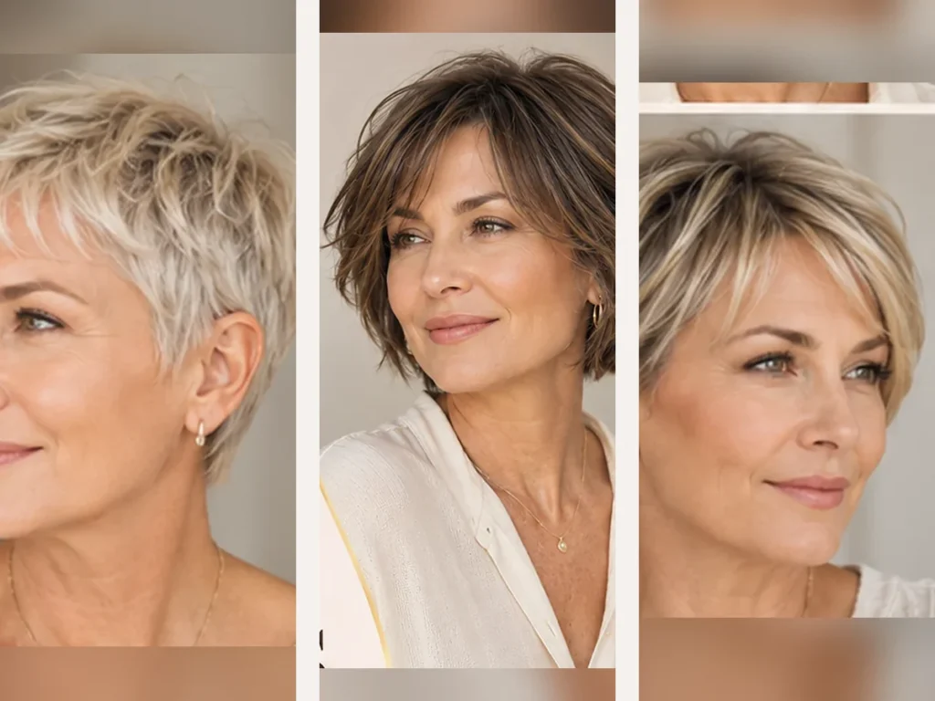 21 Short Hairstyles for Women Over 50 That Are Easy to Style Comparison of pixie, bob and layered short hairstyles for women over 50