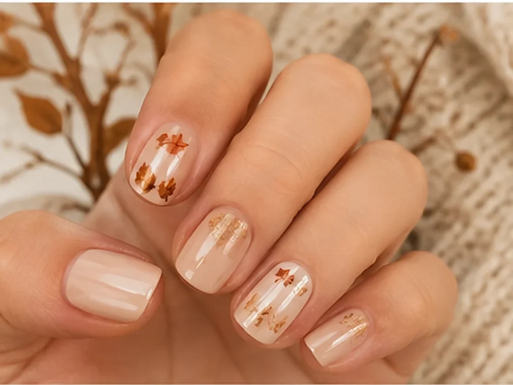 Minimal short fall nails in soft taupe and neutral shades