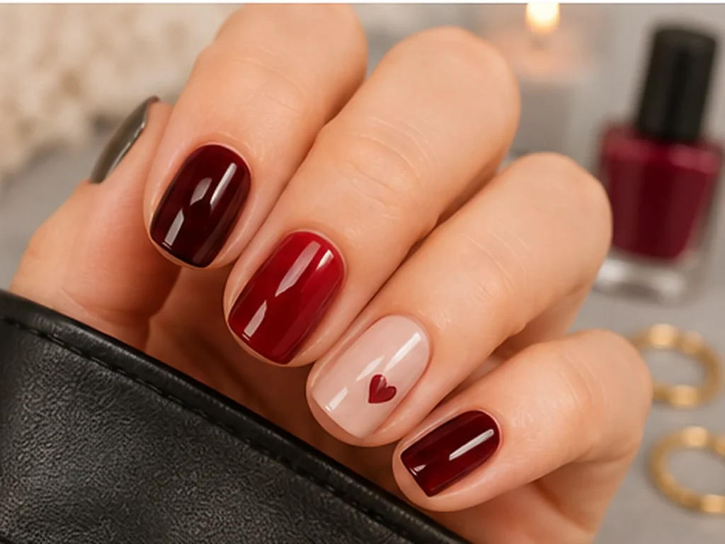 33 Short Nail Ideas That Look Chic on Natural Nails Short nails with rich red and burgundy polish