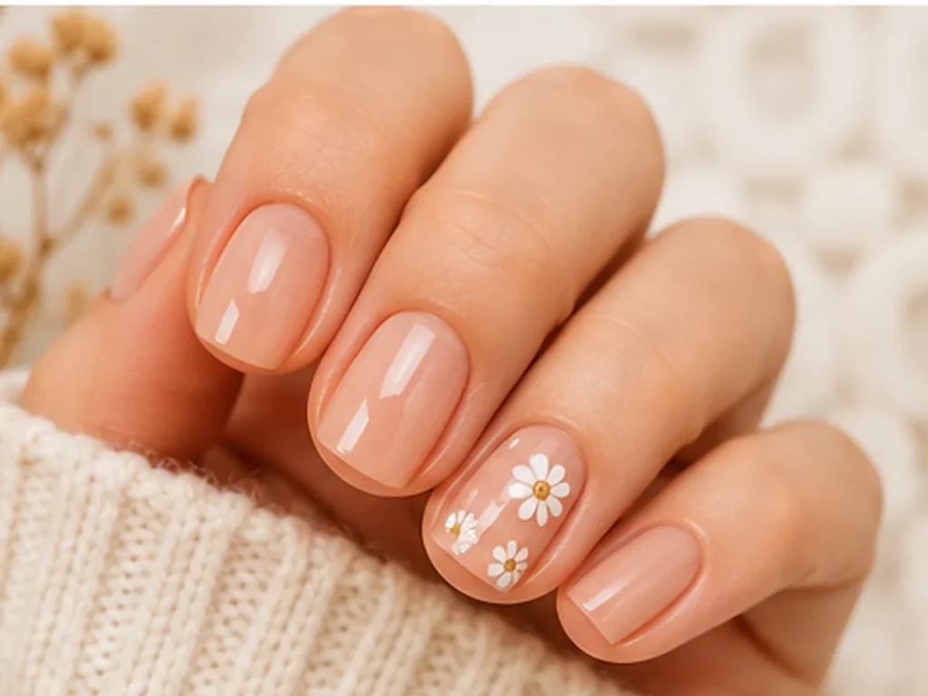 33 Short Nail Ideas That Look Chic on Natural Nails Glossy nude polish on short natural nails