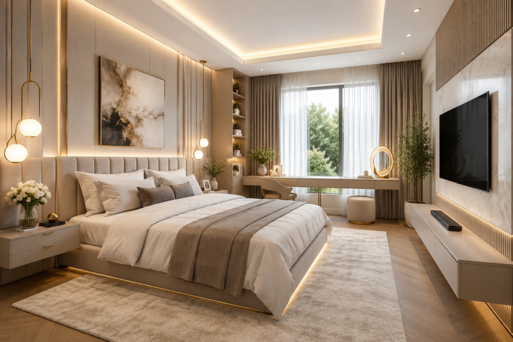 luxury elegant small bedroom